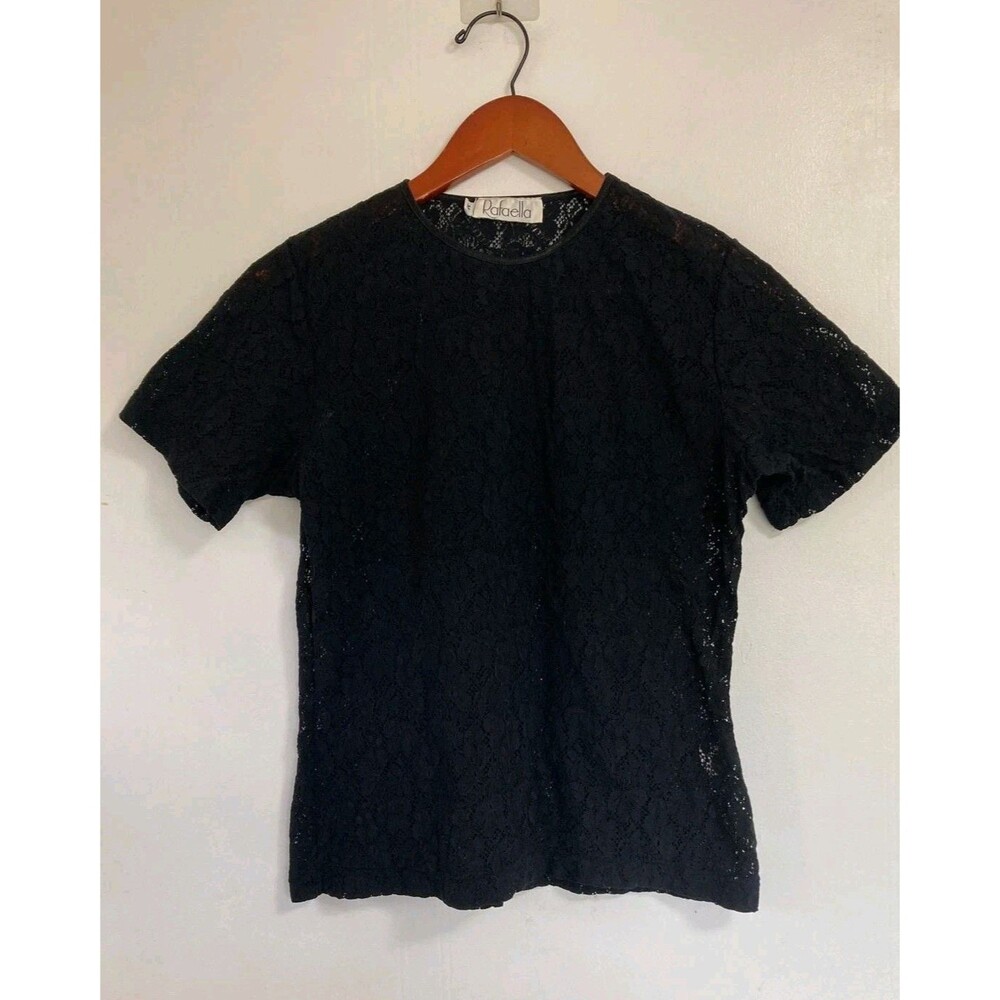 VTG Rafaella Blouse Womens M Shirt Black Floral Whimsigoth Emo Goth Witchy Y2K